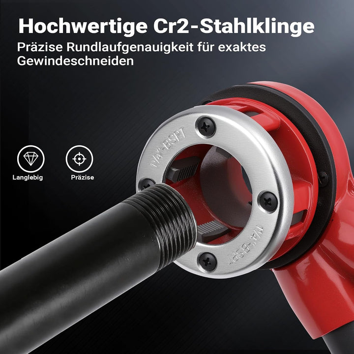 Schneidkluppensatz Gewindeschneider Rohrschneider Kluppen Schneideisen 9-teilig