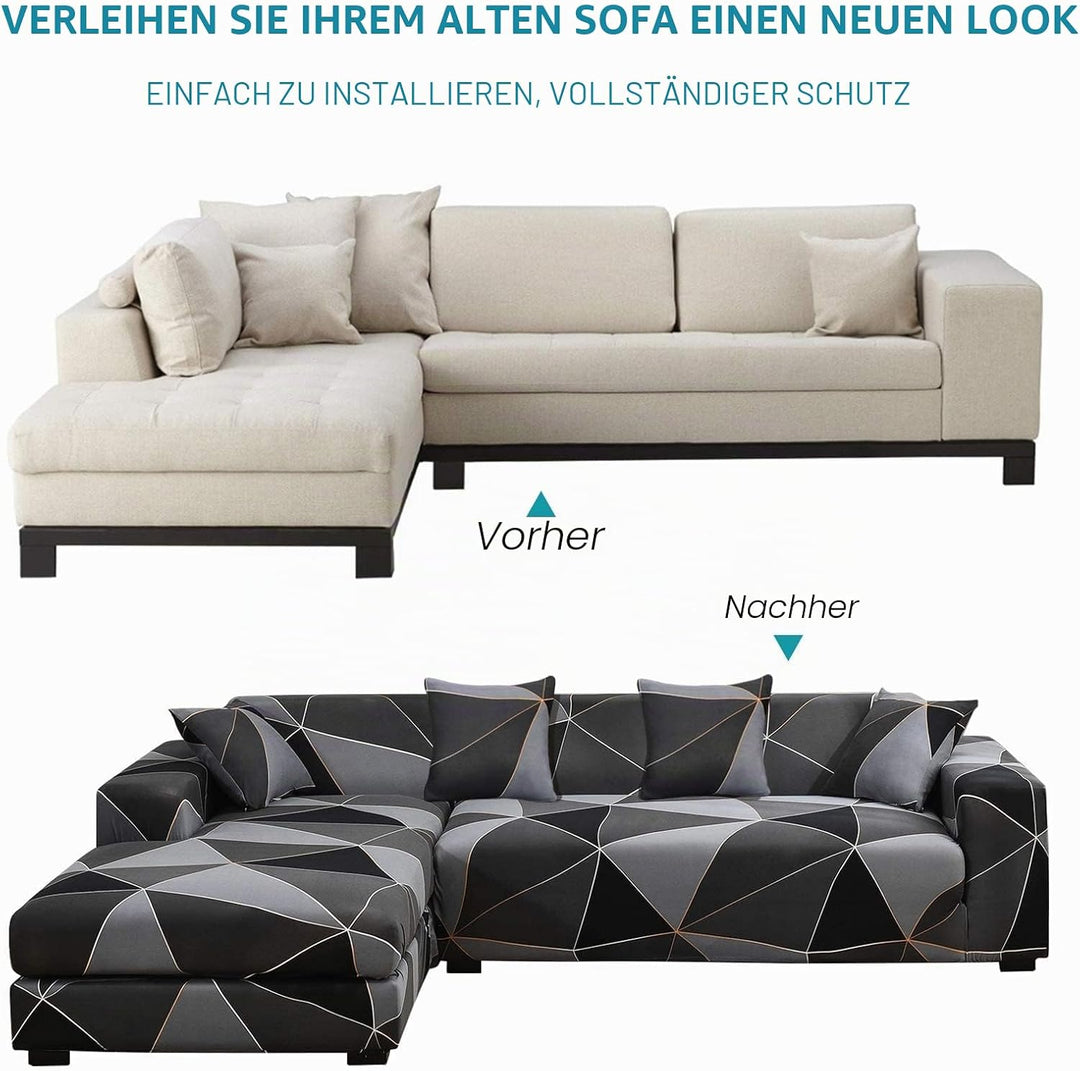ShowyLive Sofa Überzug Ecksofa L Form Couch Überzug 2er Set Elastische Stretch mit 4 Stück Kissenbez