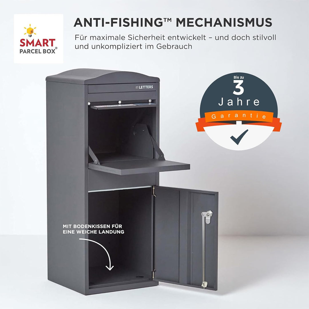 SMART PARCEL BOX Paketbox draussen, Standbriefkasten mit Paketfach, Paketbriefkasten XXL, grosse Pos