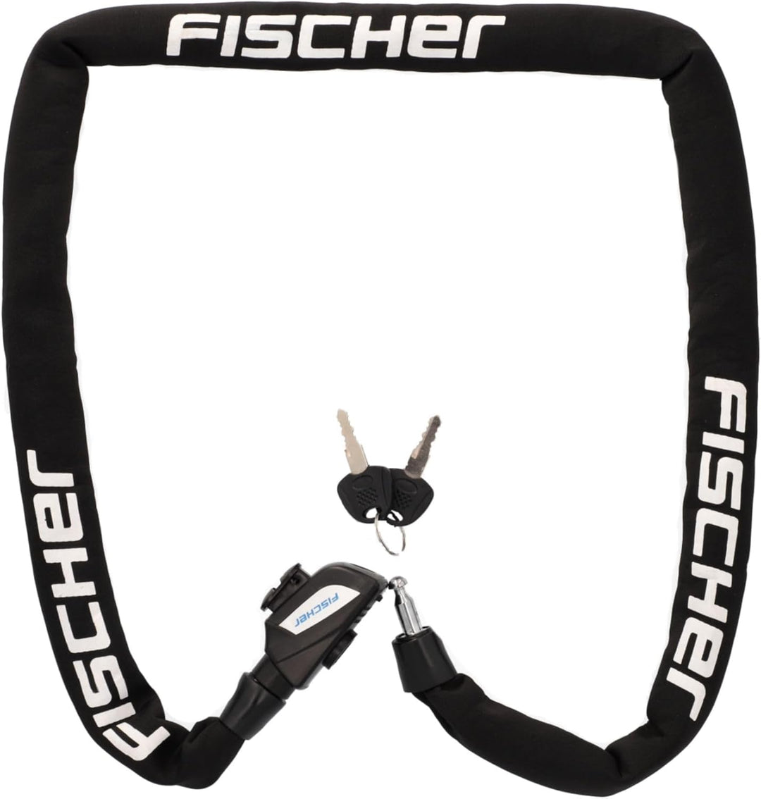 FISCHER Fahrradschloss, Kettenschloss Neopren mit 2 Schlüsseln, hohe Sicherheit für Fahrräder und E-
