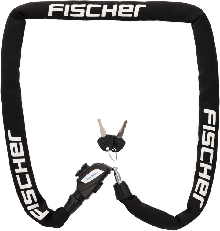 FISCHER Fahrradschloss, Kettenschloss Neopren mit 2 Schlüsseln, hohe Sicherheit für Fahrräder und E-