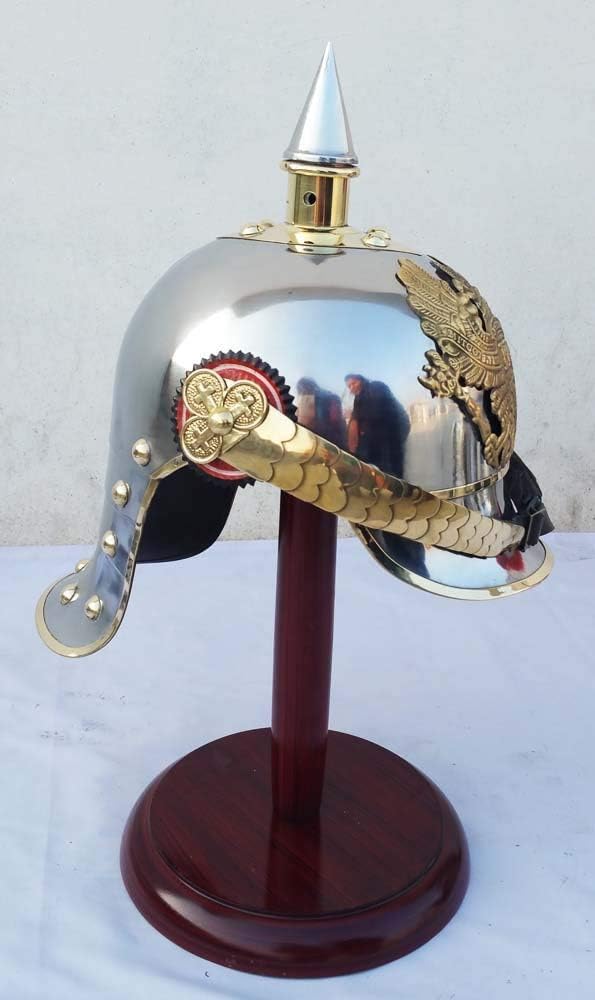 Shiv Shakti Enterprises WW I & II Deutscher Preussischer Helm Messing Spike Pickelhaube Leder Helm A