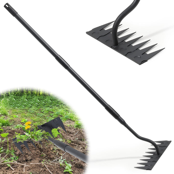 Garten Harke, 140cm Langer Griff, 8 Zinken Schwerlast Gartenrechen Metal Kohlenstoffstahl Garten Rec