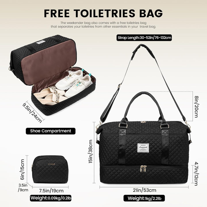 LOVEVOOK Reisetasche Damen Sporttasche Gross Weekender Travel Duffle Bag mit Kosmetiktasche Handgepä