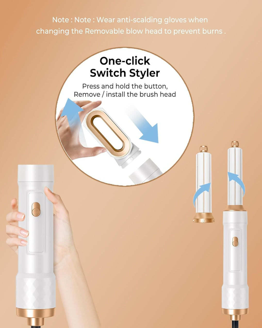 Air styler 6 in 1 Haarstyler Hair styler Föhnbürste Warmluftbürste Haartrockner Lockenstab, Glättbür