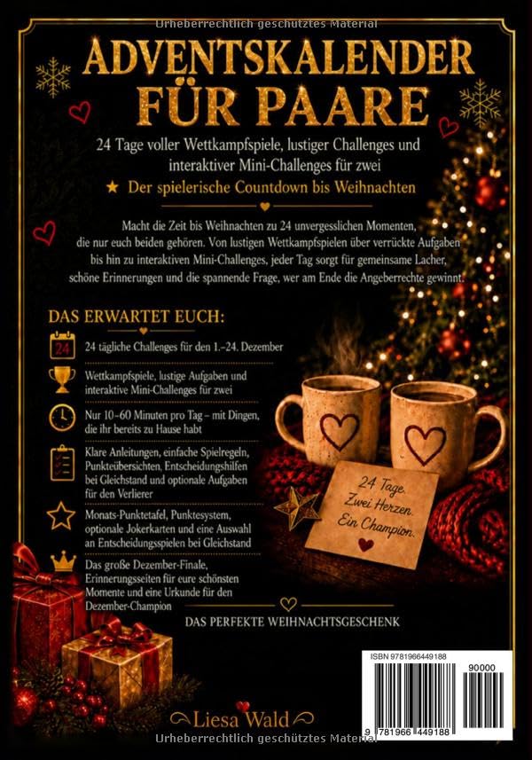 Adventskalender für Paare: 24 Tage voller Spiele, spannender Challenges und interaktiver Mini-Aufgab