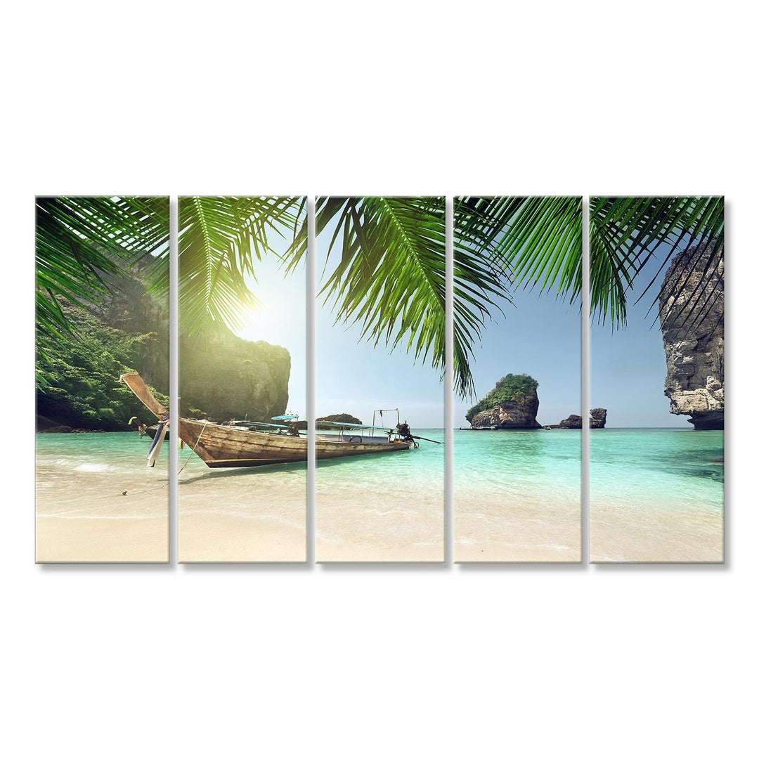 islandburner Bild Bilder auf Leinwand Boot in Phi Phi Insel, Thailand Wandbild, Poster, Leinwandbild