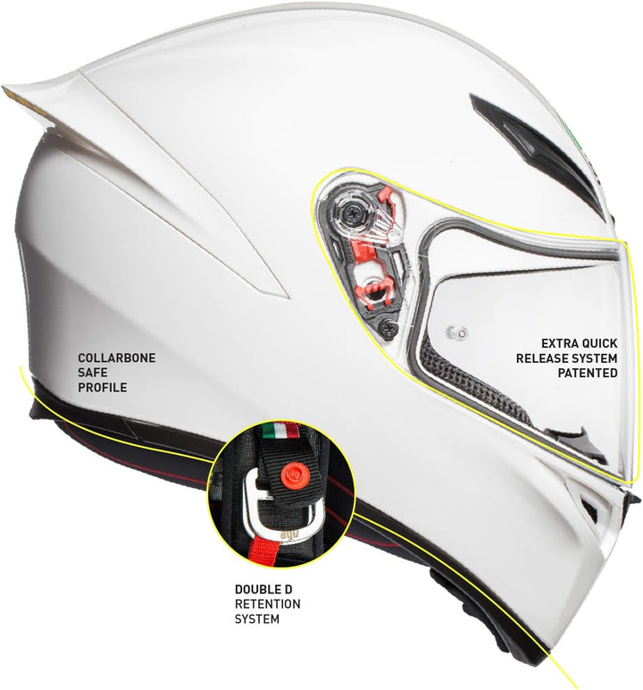 AGV K1 ECE 22-05 Solid Motorrad Integralhelm ECE 22-05 Sport, Weiss, L Weiss L, Weiss L