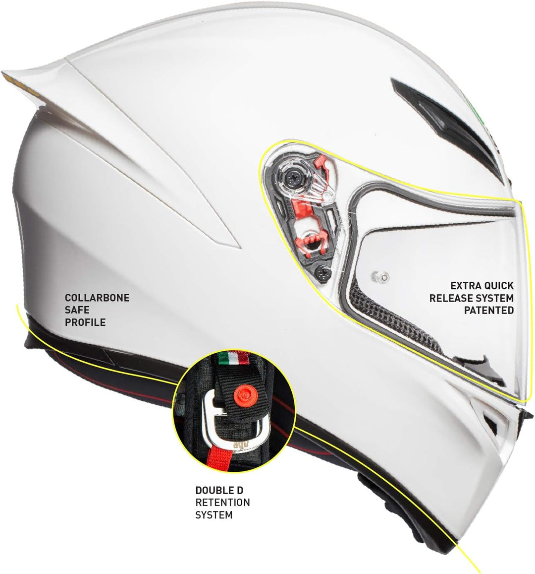 AGV K1 ECE 22-05 Solid Motorrad Integralhelm ECE 22-05 Sport, Weiss, XL Weiss XL, Weiss XL