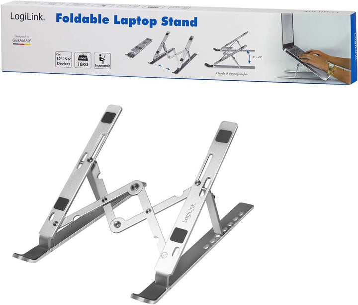 LogiLink AA0134 - Notebook Ständer zusammenklappbar, geeignet für 10–16"" Notebooks und Tablets, Sil