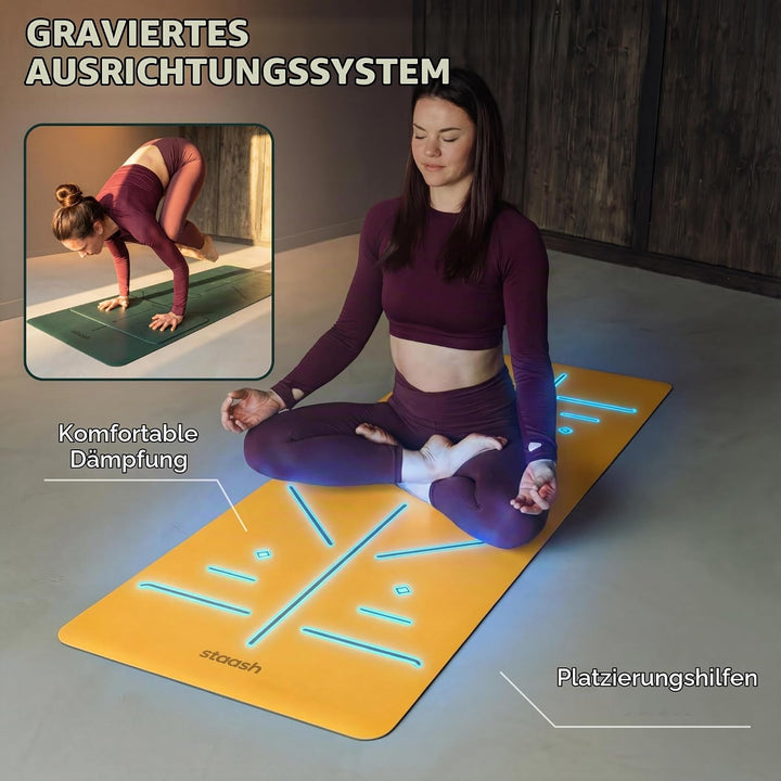 STAASH Premium Yogamatte Set – Rutschfest aus PU &amp; Naturkautschuk (4,5mm) – Inkl. Yoga Handtuch, Gur
