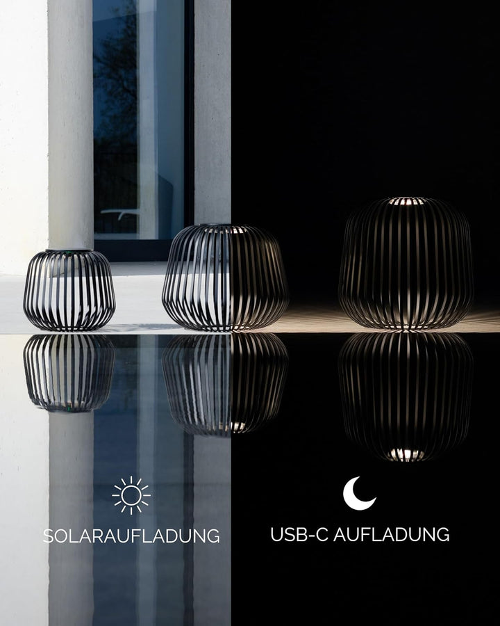 LUUK Studio Mobile LED Gartenlaterne, Solarleuchte für drinnen &amp; draussen in modernem Design, IP65 w