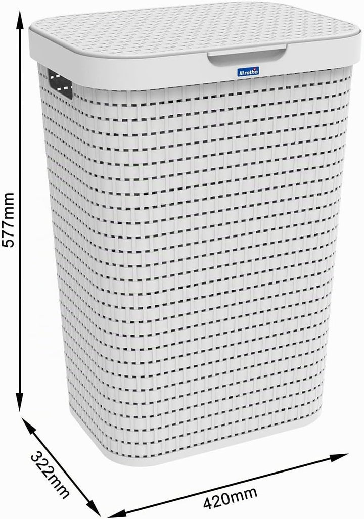 Rotho Country Wäschekorb 3er-Set 55 L Wäschesammler mit Deckel Anthrazit | Wäschekorb mit Deckel, La
