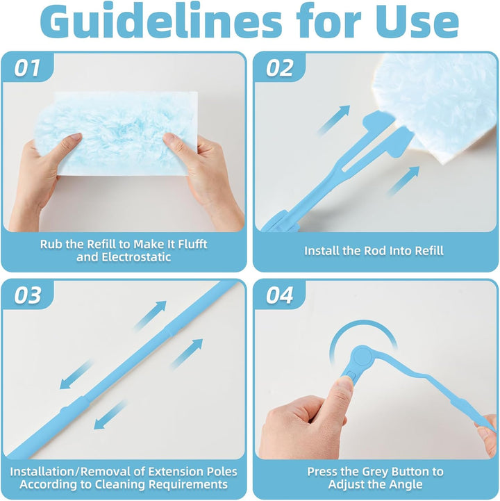 37 Stück für Swiffer Staubmagnet Nachfüllpack Set, 360° Einweg Magnet Staubwedel für Swiffer Duster,