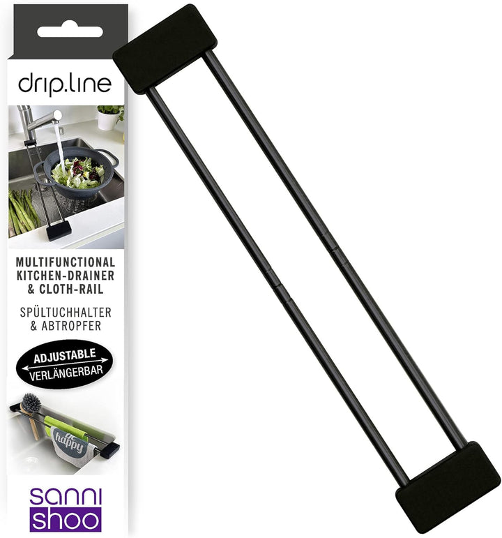 Sanni Shoo Spültuchhalter schwarz, Spülbecken Organizer, Flexibler Lappenhalter für Spülbecken, Spül