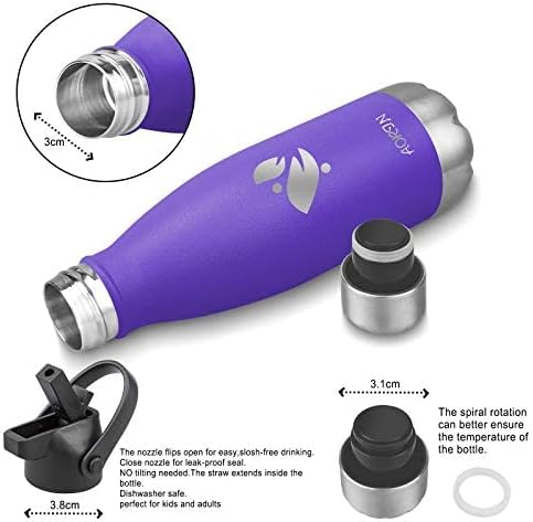 AORIN Vakuum-Isolierte Trinkflasche - 350ml/500ml/750ml - Wasserflasche BPA-Frei,24 H Kühlen & 12 H