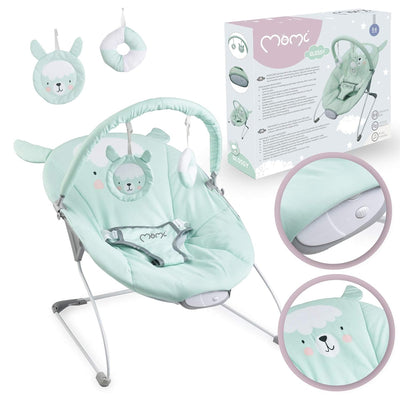 MoMi GLOSSY Babywippe für Babys bis 9 kg weiche Polsterung Metallrahmen AntirutschFüsschen Haltegurt