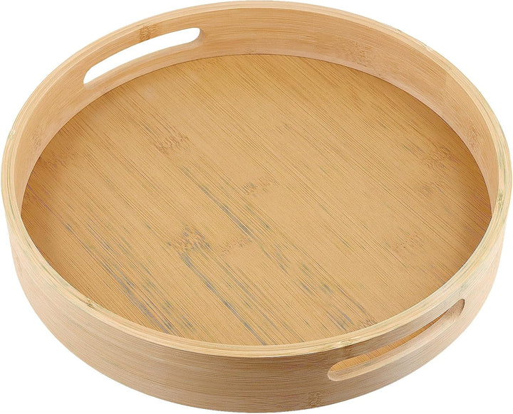 CHUIFAI 2 Stück 30cm Holz Drehteller, Bambus Lazy Susan Küchen Drehteller Organizer Holz Gewürzregal