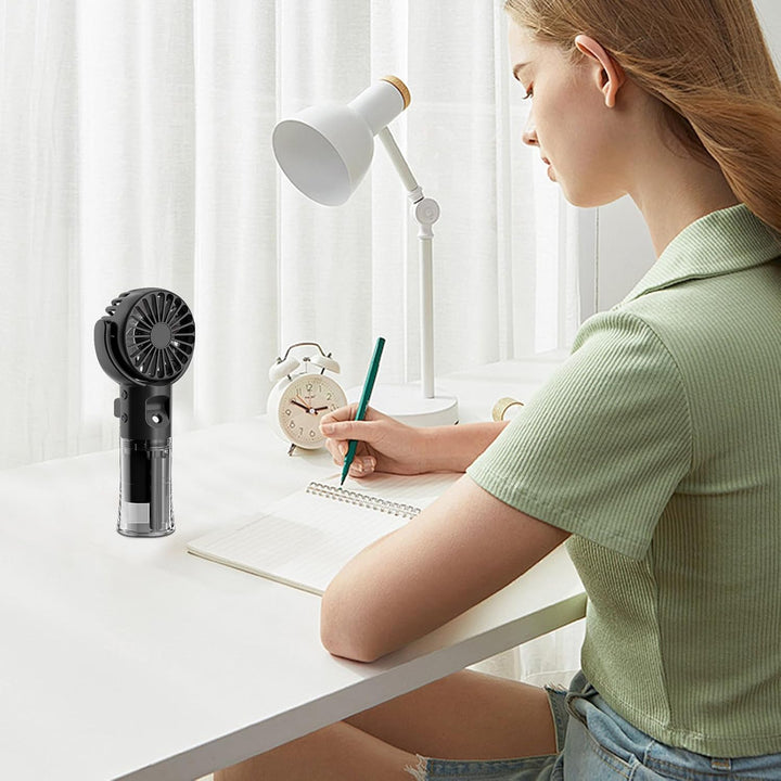 2 Stück Handventilator mit Wasserkühlung, Tragbarer Handventilator Akku Aufladbar, 4 Modi Und SchlüS