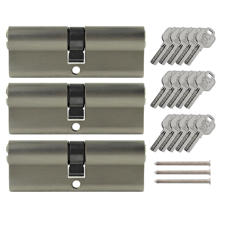 3x Profilzylinder 100 mm 50/50 gleichschliessend inkl. 15 Schlüssel