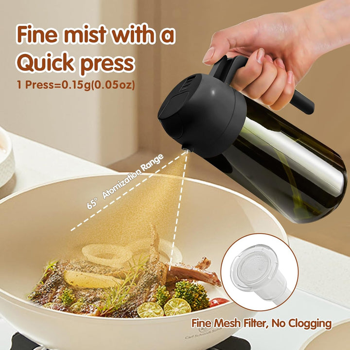YARRAMATE 2 Stück 470ml Lichtblockierender dunkler Ölsprüher zum Kochen, 2-in-1 UV Schutz ölzerstäub
