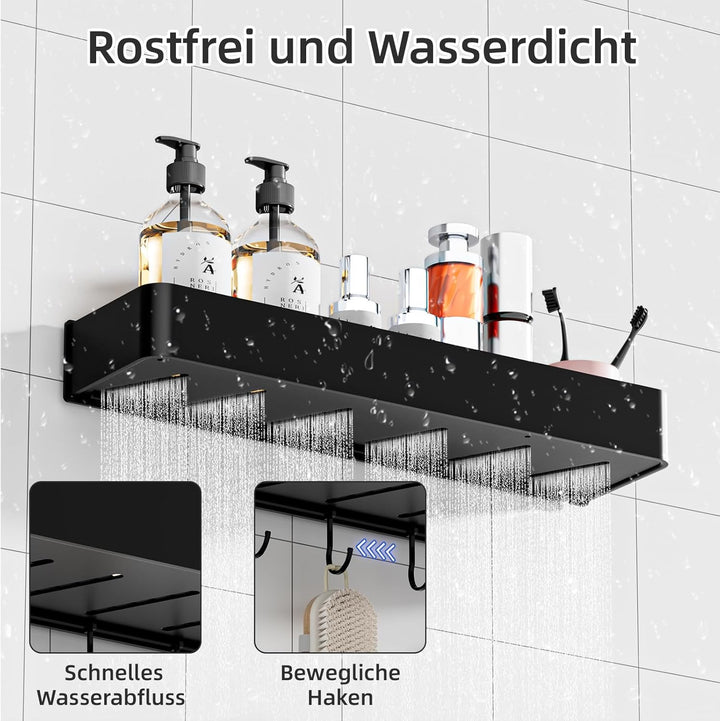 Duschablage ohne Bohren, Schnell Trocknende Duschregal mit Grosser Kapazität, Aluminium Shampoo Halt