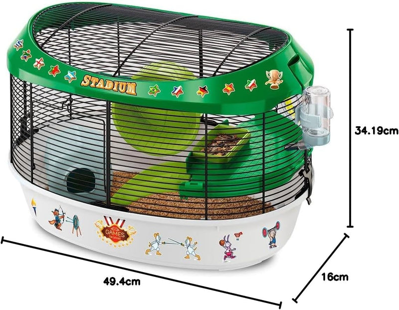 Ferplast Hamsterkäfig, STADIUM Nagerkäfig, Kleintierkäfig, Hamsterzubehör inklusive, 50 x 34 x h 33