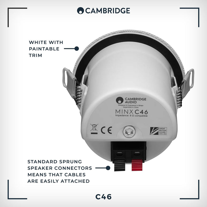Cambridge Audio Minx C46 - Kompakter Deckeneinbaulautsprecher mit BMR-Lautsprechertechnologie - pass