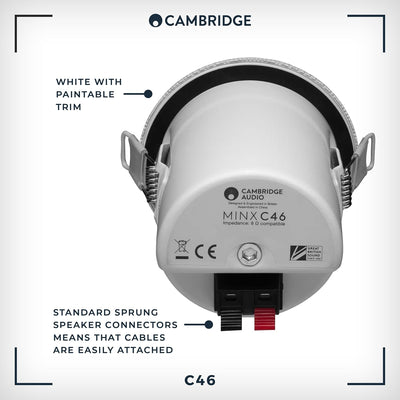 Cambridge Audio Minx C46 - Kompakter Deckeneinbaulautsprecher mit BMR-Lautsprechertechnologie - pass