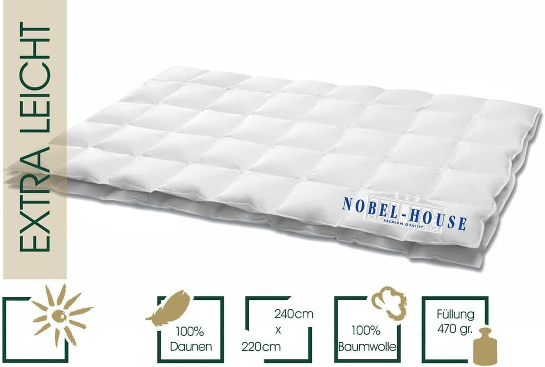Hanskruchen Nobel House Luxus Daunendecke, Sommer, 90% Daunen / 10% Federchen, 240 x 220 cm, 240 x 2