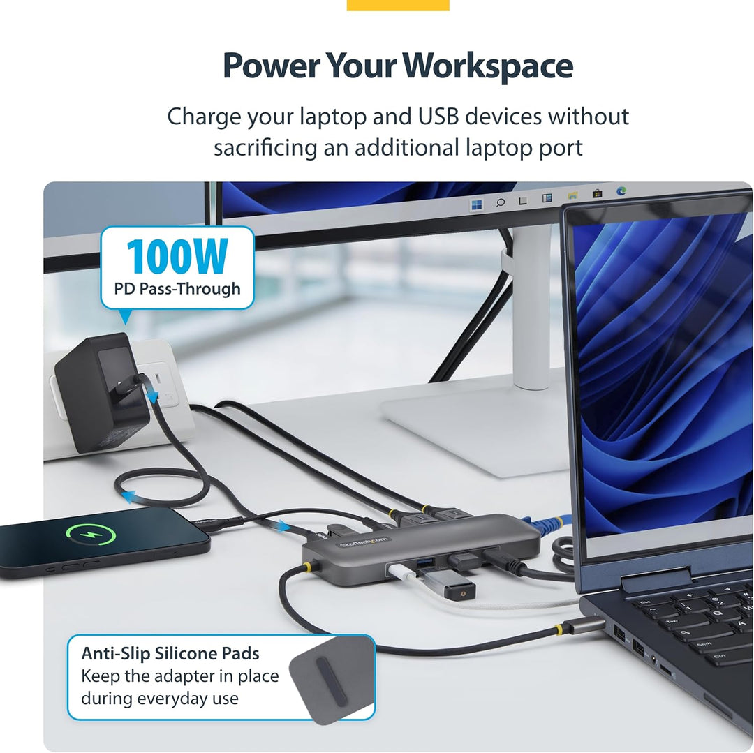 StarTech 9-in-1 USB-C Dock, Dual 4K DisplayPort, 100W, 10Gbit/s, GbE, SD