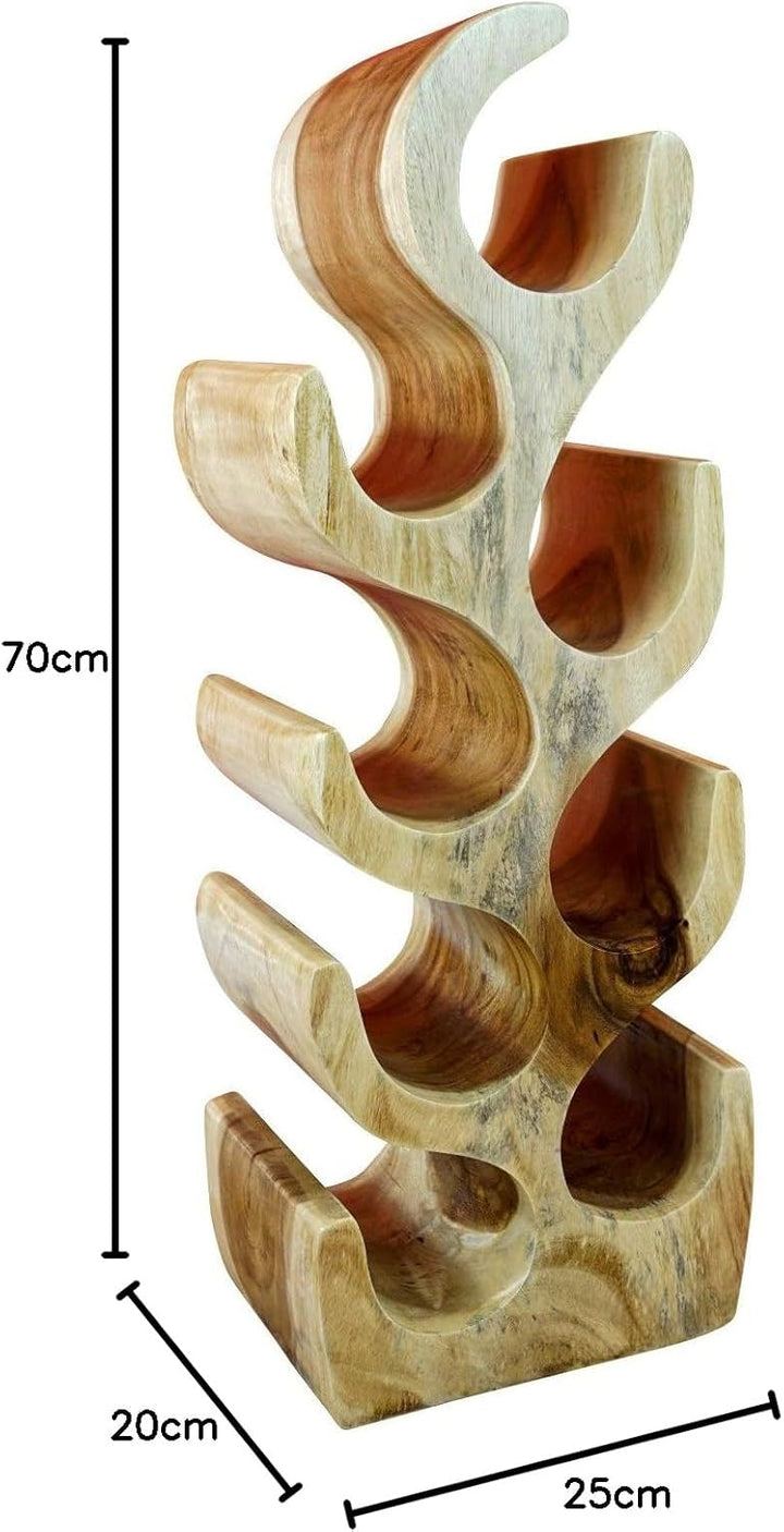 Kinaree Massivholz Weinregal für 8 Flaschen - 70cm freistehendes Flaschenregal in Baum Form aus eine