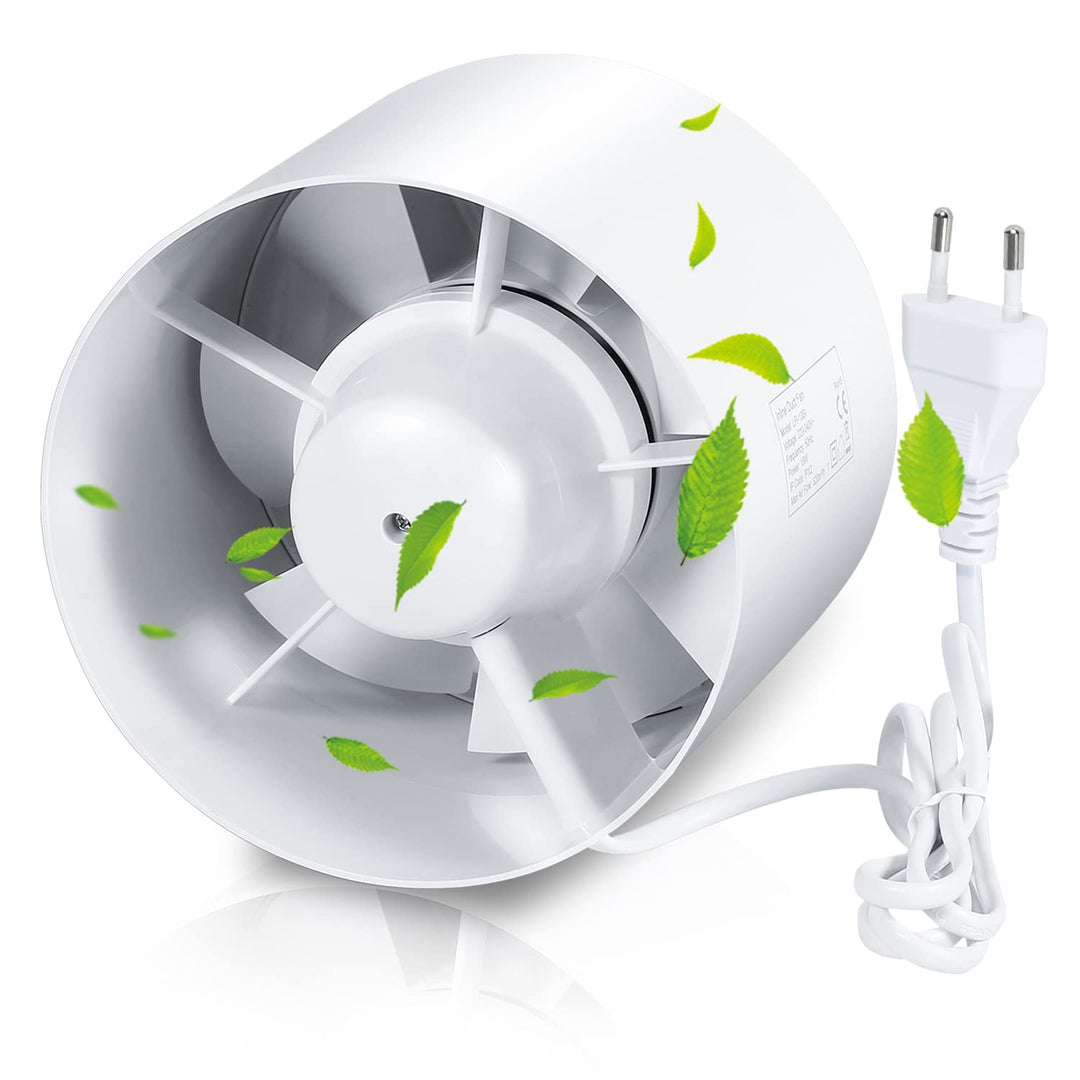 Rohrventilator 150mm mit Rückstauklappe – Starker 320m³/h Abluftventilator für Bad, WC, Küche, Gewäc