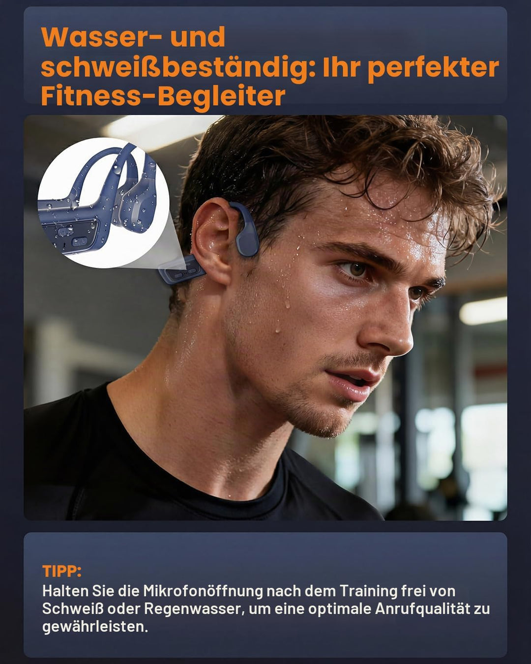 MONODEAL Knochenschall Kopfhörer Schwimmen, knochenschall kopfhörer IPX8 wasserdicht mit MP3-Player