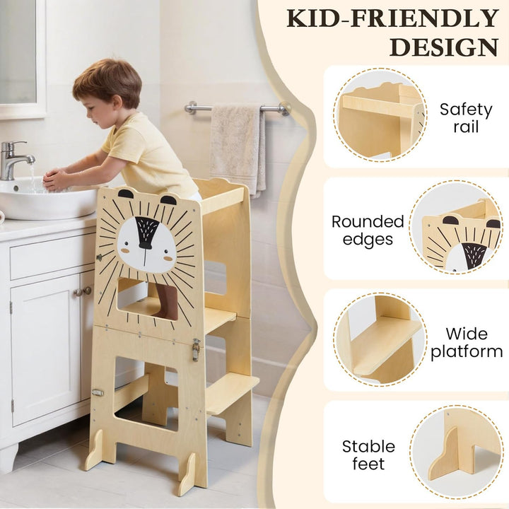 labebe lernturm für Kinder, Grossformat klappbar Montessori Learning Tower, 2 in 1 lernstuhl Kinder