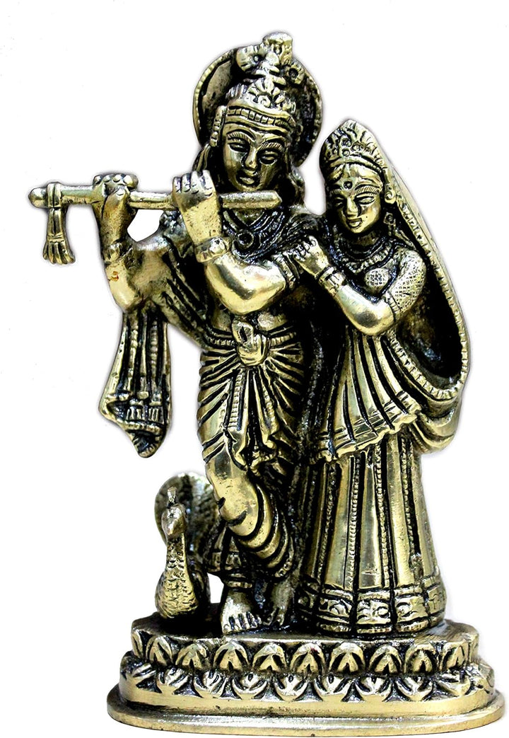 StonKraft Beste Qualität Messing Radha Kishan Krishna Statue Idol - Hindu Hinduismus Puja (15,2 cm)