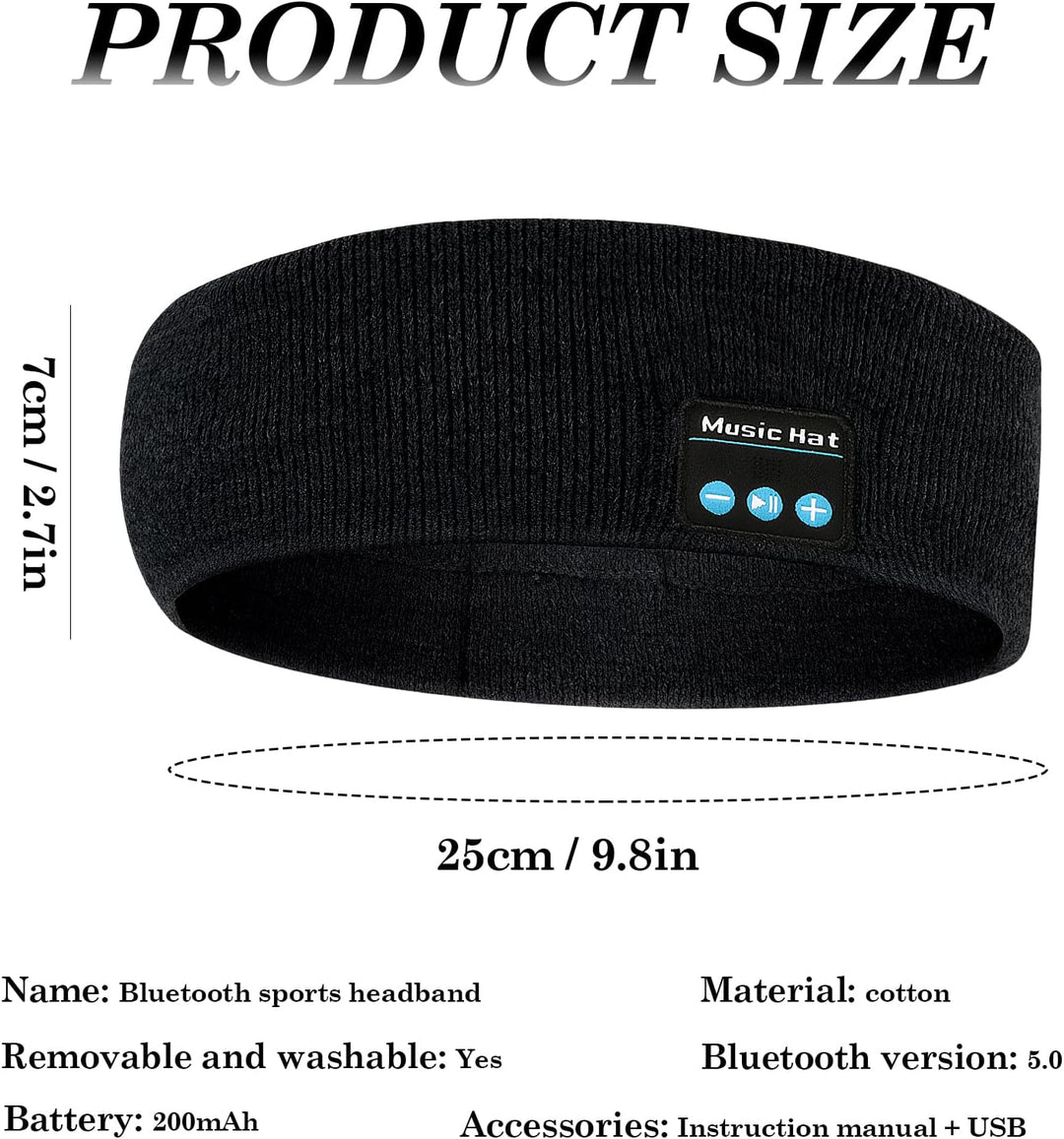 Bluetooth Kopfhörer Stirnband, Schlafkopfhörer Sport mit 6-10 Std Spielzeit, Atmungsaktives Schweiss