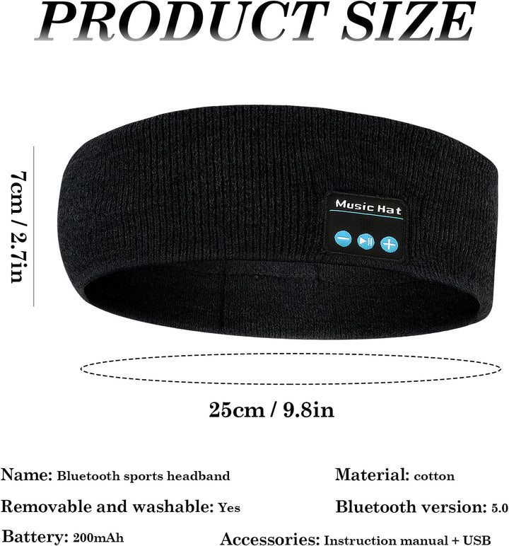 Bluetooth Kopfhörer Stirnband, Schlafkopfhörer Sport mit 6-10 Std Spielzeit, Atmungsaktives Schweiss