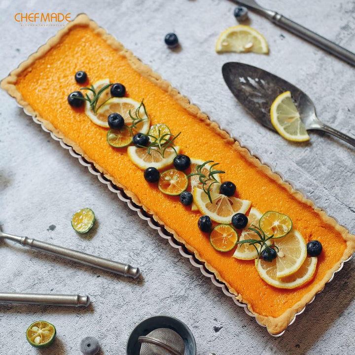 CHEFMADE Rechteck Torte Pan, 14-zoll mit Abnehmbare Lose Bottom Nicht-Stick Längliche Quiche Tart Ba