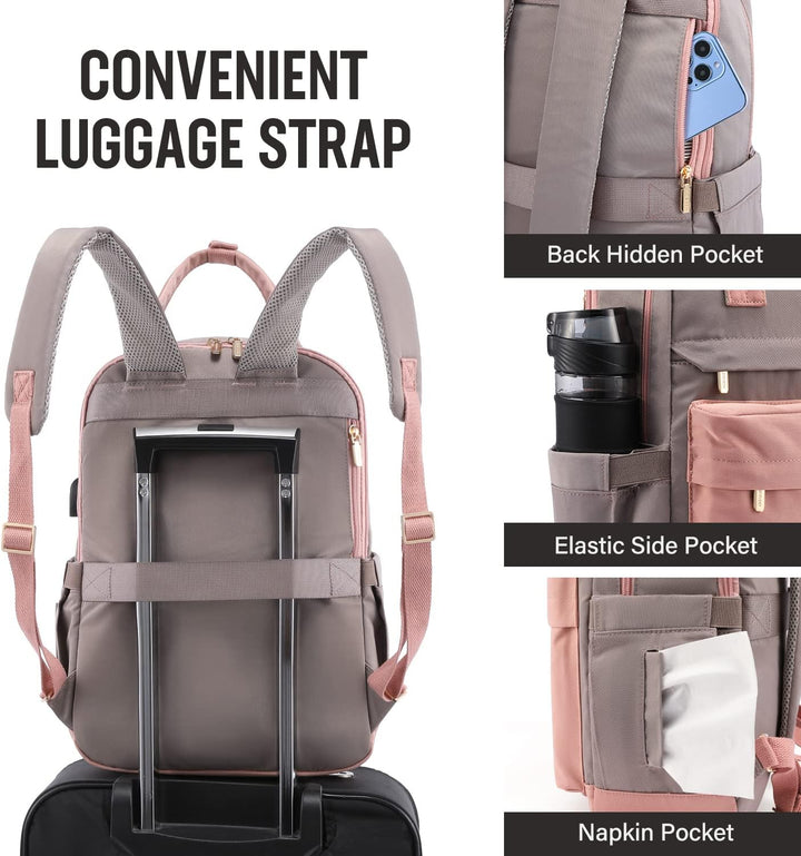 LOVEVOOK Rucksack Damen, 15,6 Zoll Laptop Rucksack Schulrucksack Mädchen Teenager mit Laptopfach, Wa
