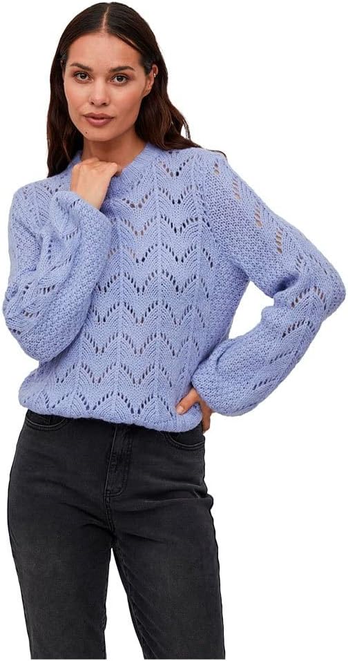 Vila Damen Visultan Knit O-Neck L/S Top-Noos Strickpullover XS Pale Iris/Detail:melange, XS Pale Iri