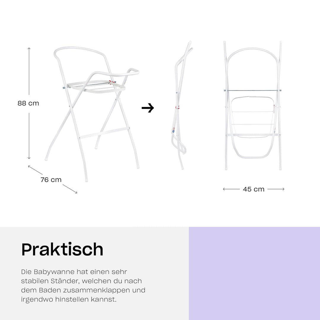 Hylat Baby Babybadewanne mit Gestell - TÜV Rheinland zertifiziert, stabil und bequem, ideal für sich