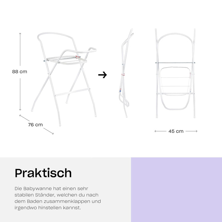 Hylat Baby Babybadewanne mit Gestell - TÜV Rheinland zertifiziert, stabil und bequem, ideal für sich