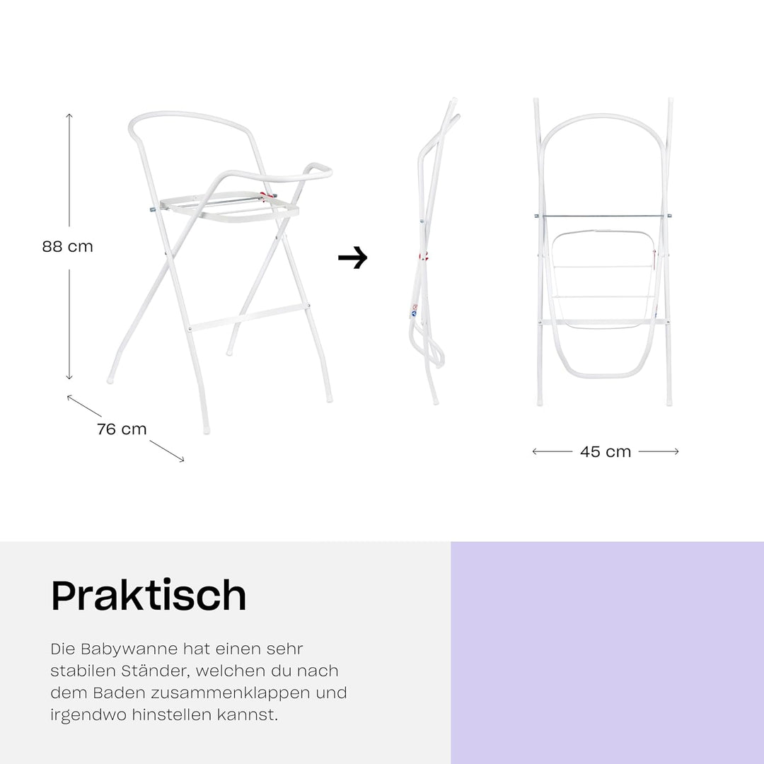 Hylat Baby Babybadewanne mit Gestell - TÜV Rheinland zertifiziert, stabil und bequem, ideal für sich