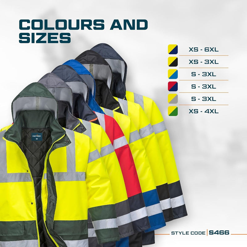 Portwest Warnschutz Kontrast Traffic-Jacke, Grösse: XS, Farbe: Gelb, S466YERXS Gelb XS, Gelb XS