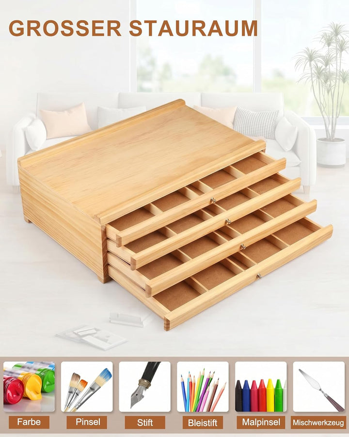 4 Schublade Holz Künstler Supply Aufbewahrungsbox: Schubladenbox Holz Zeichenutensilien Organizer 40