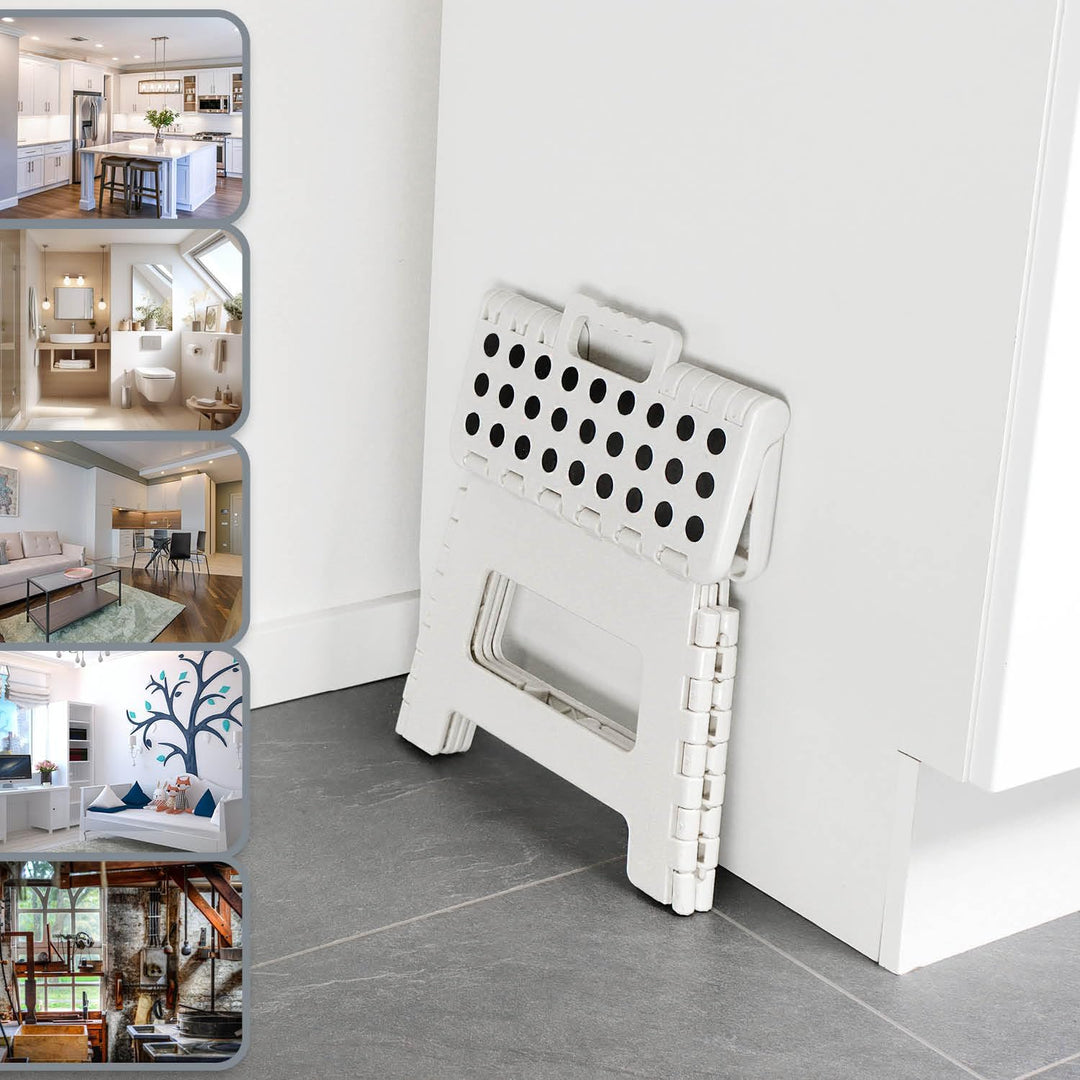 com-four® Klapptritt mit Gumminoppen - Faltbarer Tritthocker - tragbare Aufstiegshilfe für Haushalt,