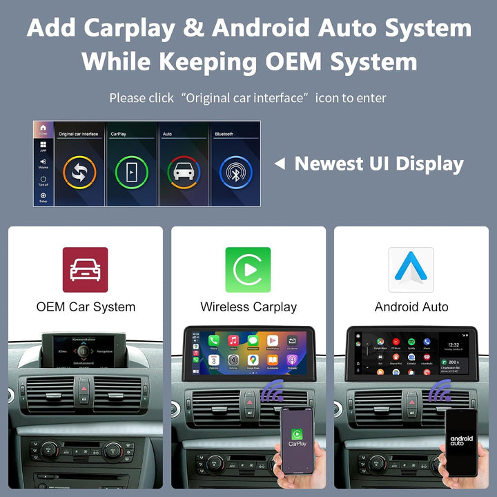Road Top 10,25 Zoll Autoradio CarPlay für BMW 1er E81/E82/E87/E88 mit CCC