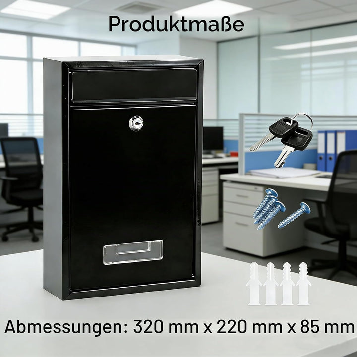Huucozn Briefkasten Anthrazit klein Postkasten Eisenlegierung 32 x 22 x 8,5cm Wandbriefkasten für Me