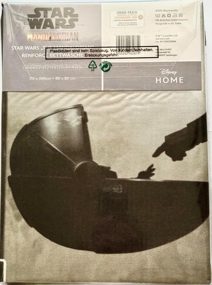 Tex Idea Star Wars Mandalorian The Child Bettwäsche glatt Glow IN The Dark - LEUCHTET IM Dunkeln NEU